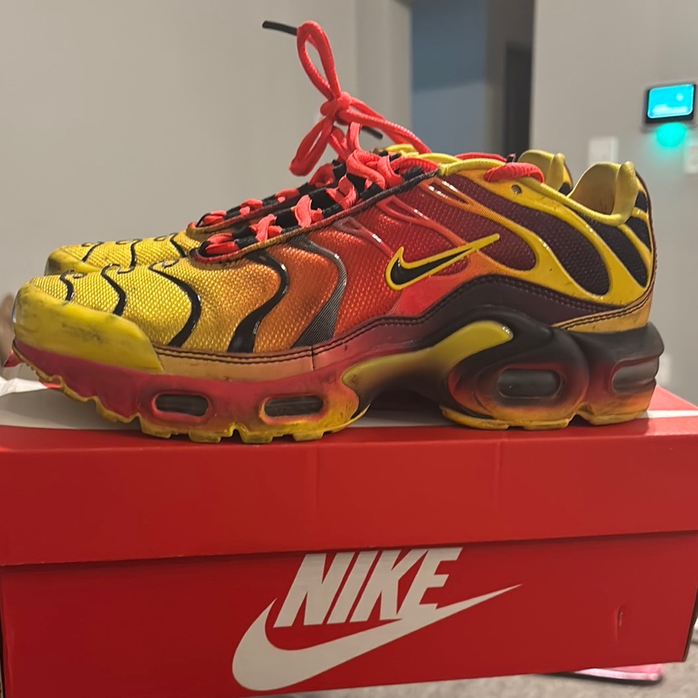 Nike Air Max Plus Yellow and Red Sneakers